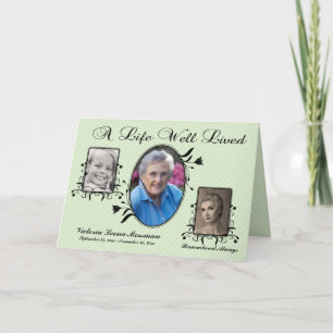 Cartão Memorial Green Damask com Várias Fotografia