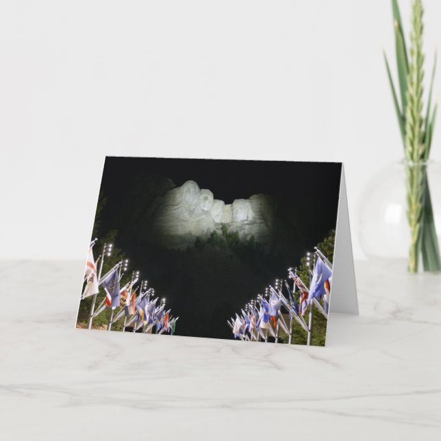 Cartão Memorial Mount Rushmore - iluminação noturna - (Frente)