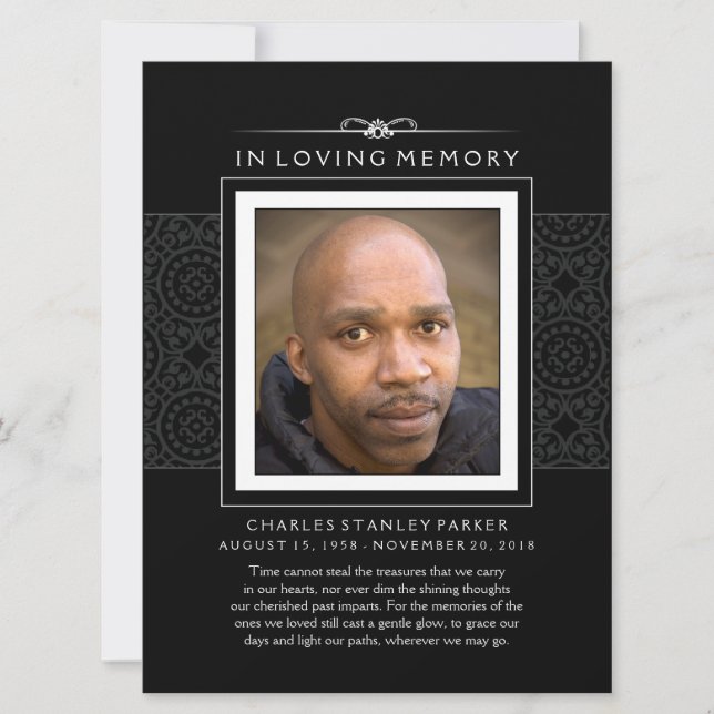 Cartão Memorial - Negro Elegante - Poema da Vida (Frente)