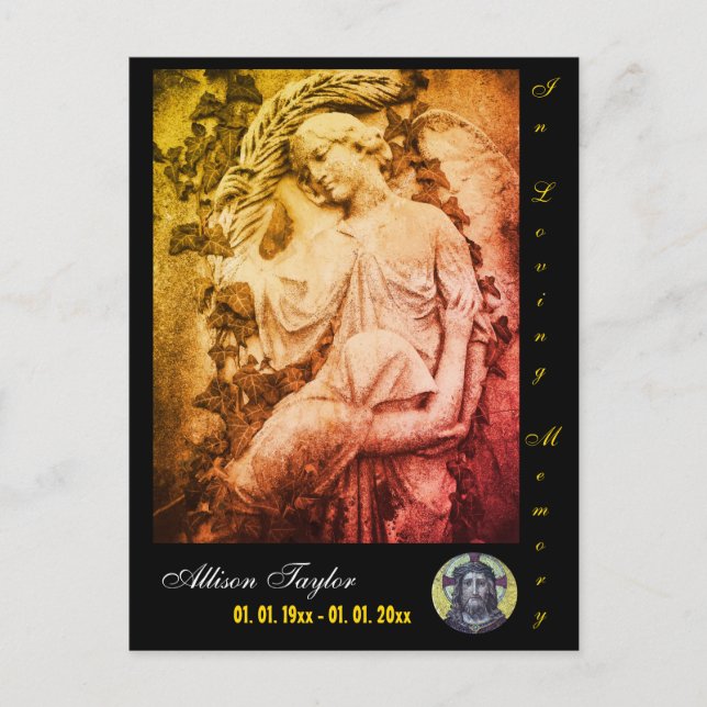 Cartão Memorial ou Funeral, personalizado, Angel (Frente)