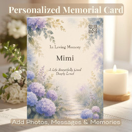 Cartão Memorial Personalizado com Código QR Person