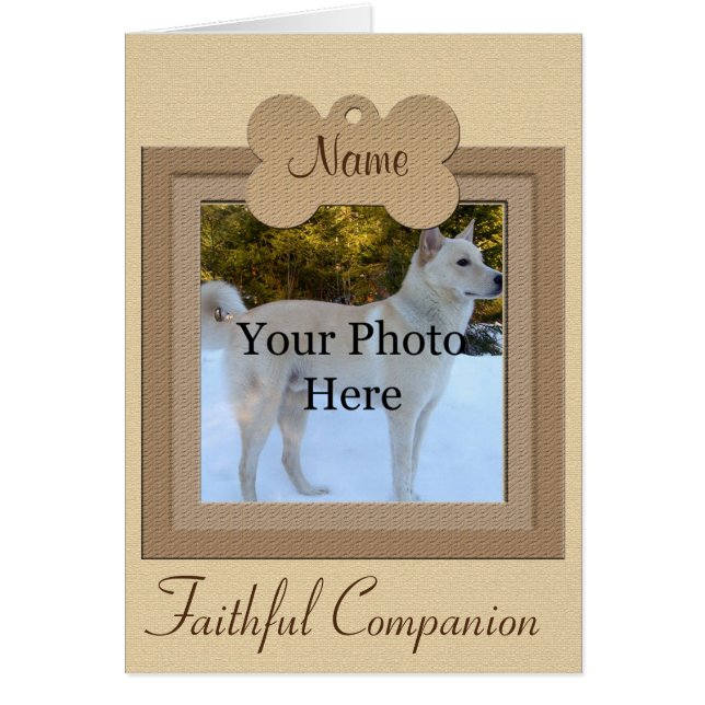 Cartão Memorial Personalizado de Cão ou Gato Beige (Frente)