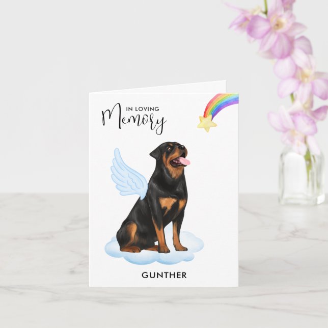 Cartão Memorial Pet Loss do Rottweiler Angel Dog (Orquídea)