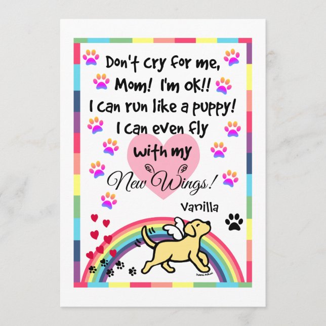 Cartão Memorial Trotting Labrador Amarelo (Frente)