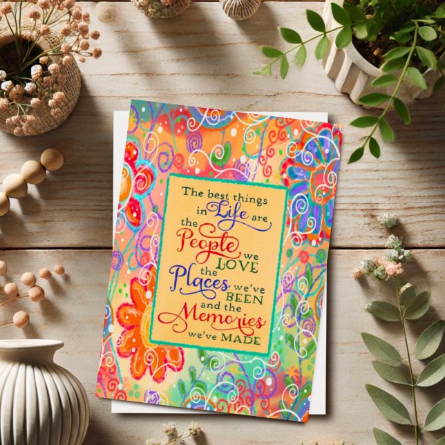 Cartão Memórias bonito Florais Feitas Com Amor Inspirador (Criador carregado)