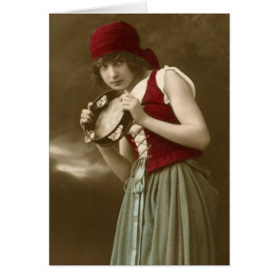 Cartão Menina aciganada do vintage