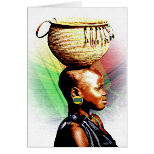 Cartão Menina africana da água
