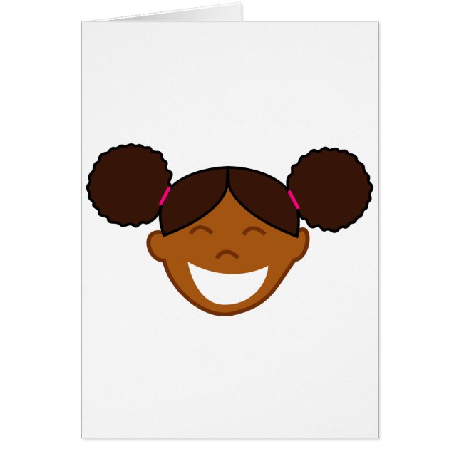 Cartão Menina Afro Puffs Rosto (Frente)