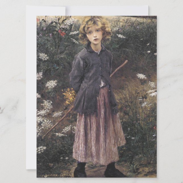 Cartão Menina Andando Entre Flores (Bastien-Lepage) (Frente)