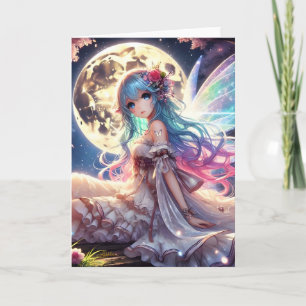 Cartão Menina Anime Princesa Fada da Lua no Jardim