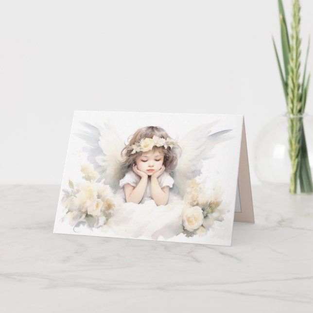 Cartão Menina Anjo Aquarela  (Frente)