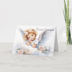 Cartão Menina Anjo em Aquarela para Aniversário da Afilha