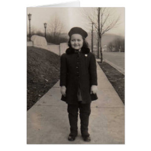 Cartão Menina antiquado pronta para a escola