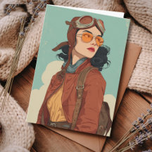 Menina Aviadora Vintage Retro Aniversário Viagem