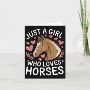 Cartão Menina Bonita do Cavalo Só Uma Garota que Ama Cava