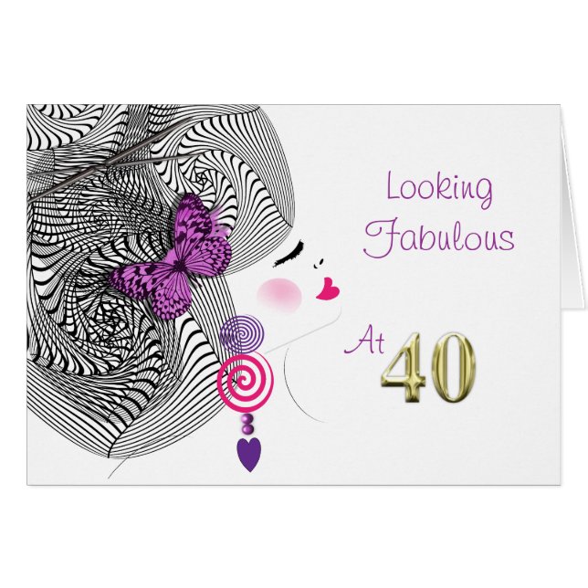 Cartão Menina bonito Que Parece Fabulosa Aos Quarenta (Frente Horizontal)