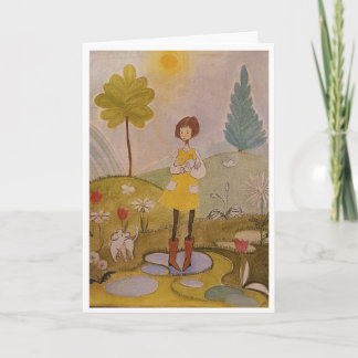 Cartão Menina Caprichosa de Conto de Fadas com Pintura de