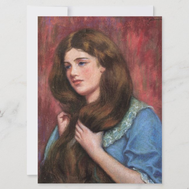 Cartão Menina com Cabelo Marrom bonito (Frente)