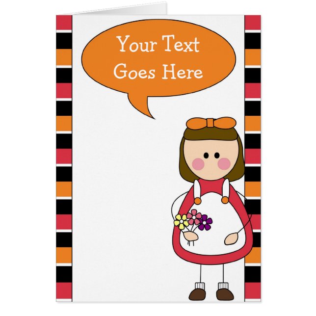 Cartão menina com flores (Frente)