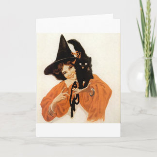 Cartão Menina com Gatinho Negro