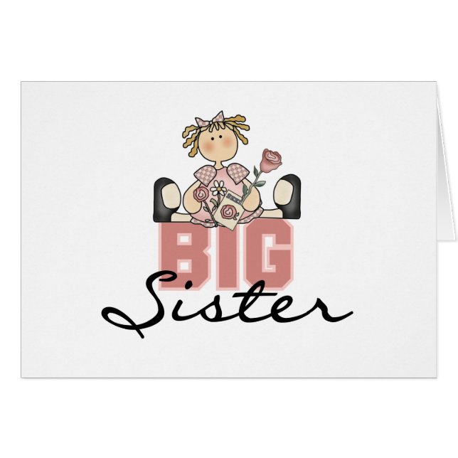 Cartão Menina com irmã mais velha dos rosas (Frente Horizontal)