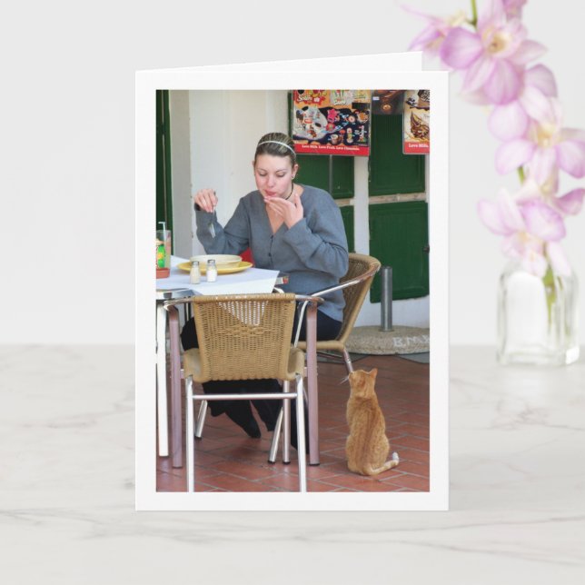 Cartão Menina com Retrato de Gato (Orquídea)