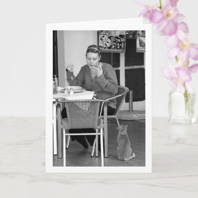 Cartão Menina com Retrato de Gato (Orquídea)