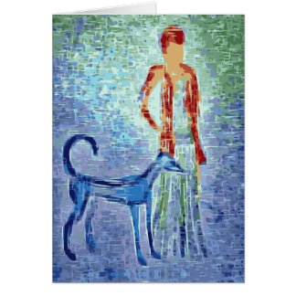 Cartão Menina com trabalhos de arte do galgo