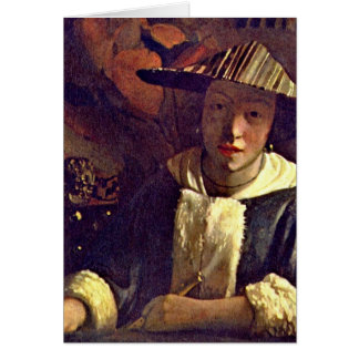 Cartão Menina com uma flauta por Johannes Vermeer