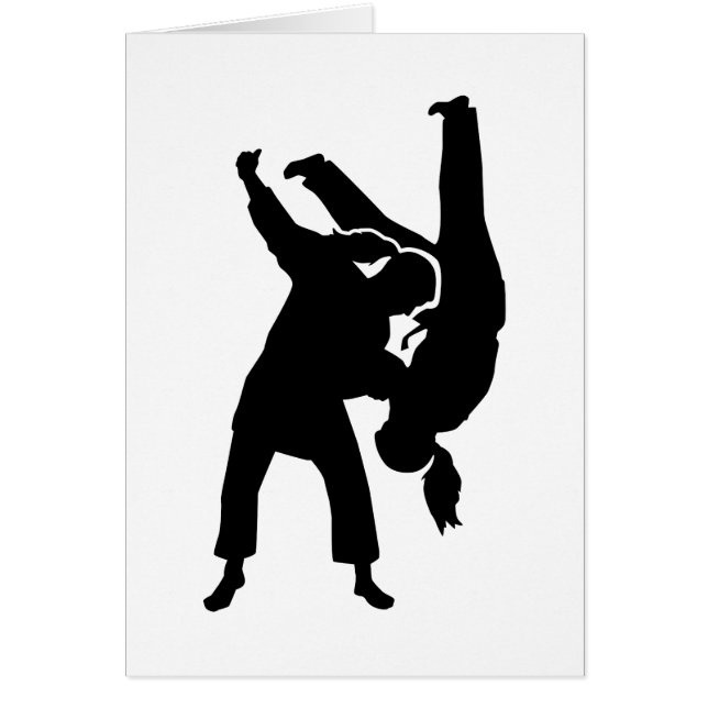Cartão Menina da mulher do judo (Frente)
