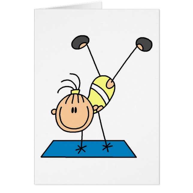 Cartão Menina da vara que faz o camiseta e os presentes (Frente)