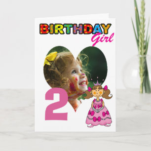 Cartão Menina de 2 Anos de Cabelo Castanho Princesa Foto