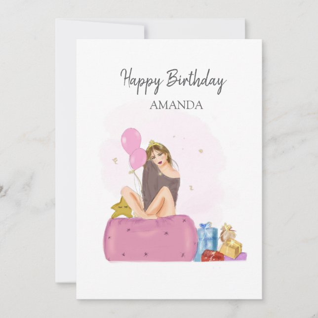 Cartão menina de aniversário (Frente)