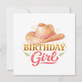 Cartão Menina de Aniversário Com Chapéu de Cowgirl