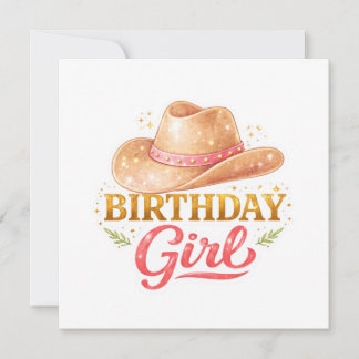 Cartão Menina de Aniversário Com Chapéu de Cowgirl