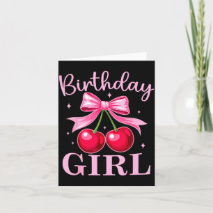 Cartão Menina de Aniversário Coquete Laço Cereja Meninas