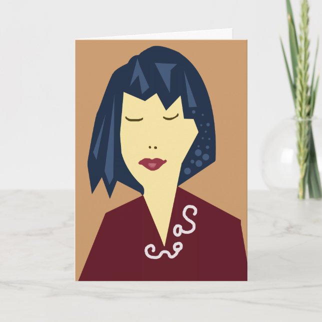 Cartão Menina de aniversário de cabelos de manga (Frente)