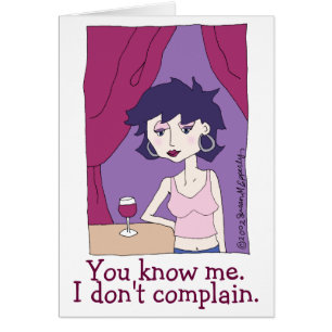 Cartão Menina de desenho animada de vinho tinto engraçad