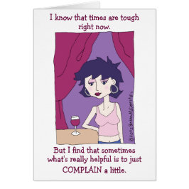 Cartão Menina de desenho animada de vinho tinto engraçado