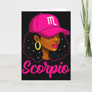 Cartão Menina de Escorpião Rosa Cap Zodíaco Aniversário A