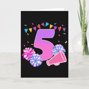 Cartão Menina de Esquadra de Torcida de Aniversário de 5
