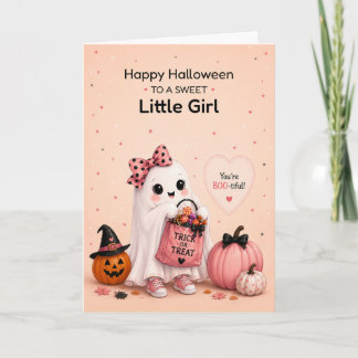 Cartão Menina de Halloween Fantasma Fofo