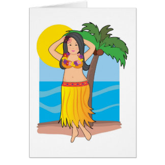 Cartão menina de hula havaiana