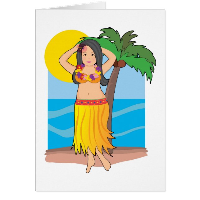 Cartão menina de hula havaiana (Frente)