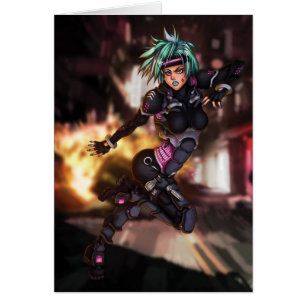 Cartão Menina de Manga da polícia do Cyber