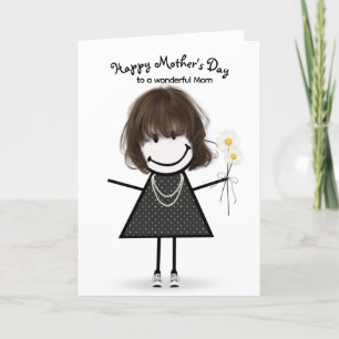Cartão Menina de Palitinho para o Dia das Mães