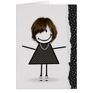 Cartão Menina de palito de aniversário com tênis