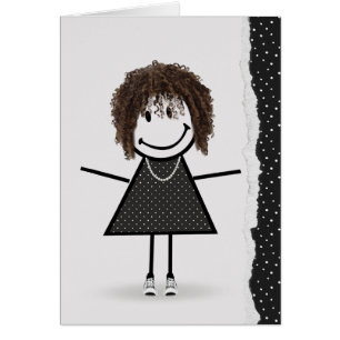 Cartão Menina de palito de aniversário com tênis