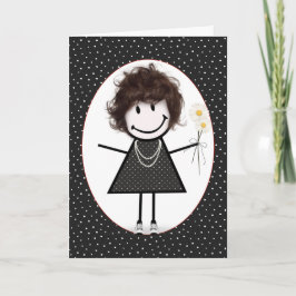 Cartão Menina de palito de aniversário para amiga