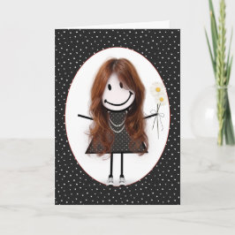 Cartão Menina de palito de aniversário para amiga